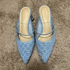 Blue Heel Mules Charles and Keith